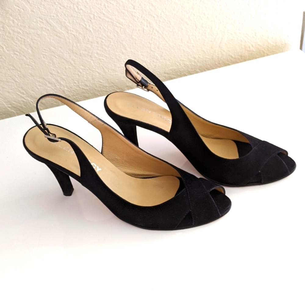 ❌ELLEN TRACY SLINGBACK SUEDE LEATHER PEEP TOE HEELS